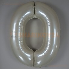 Шар (40''/102 см) Цифра, 0, Кремовый